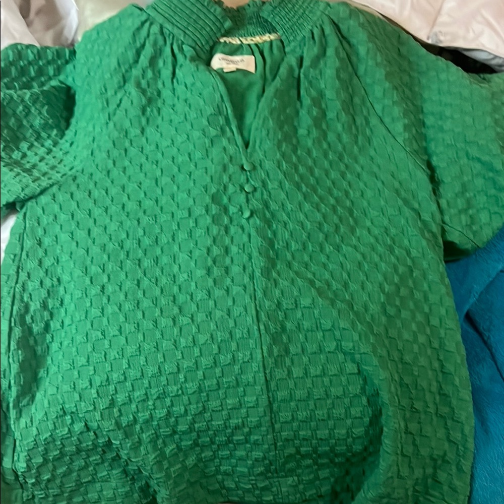 Umgee Green Textured Blouse
